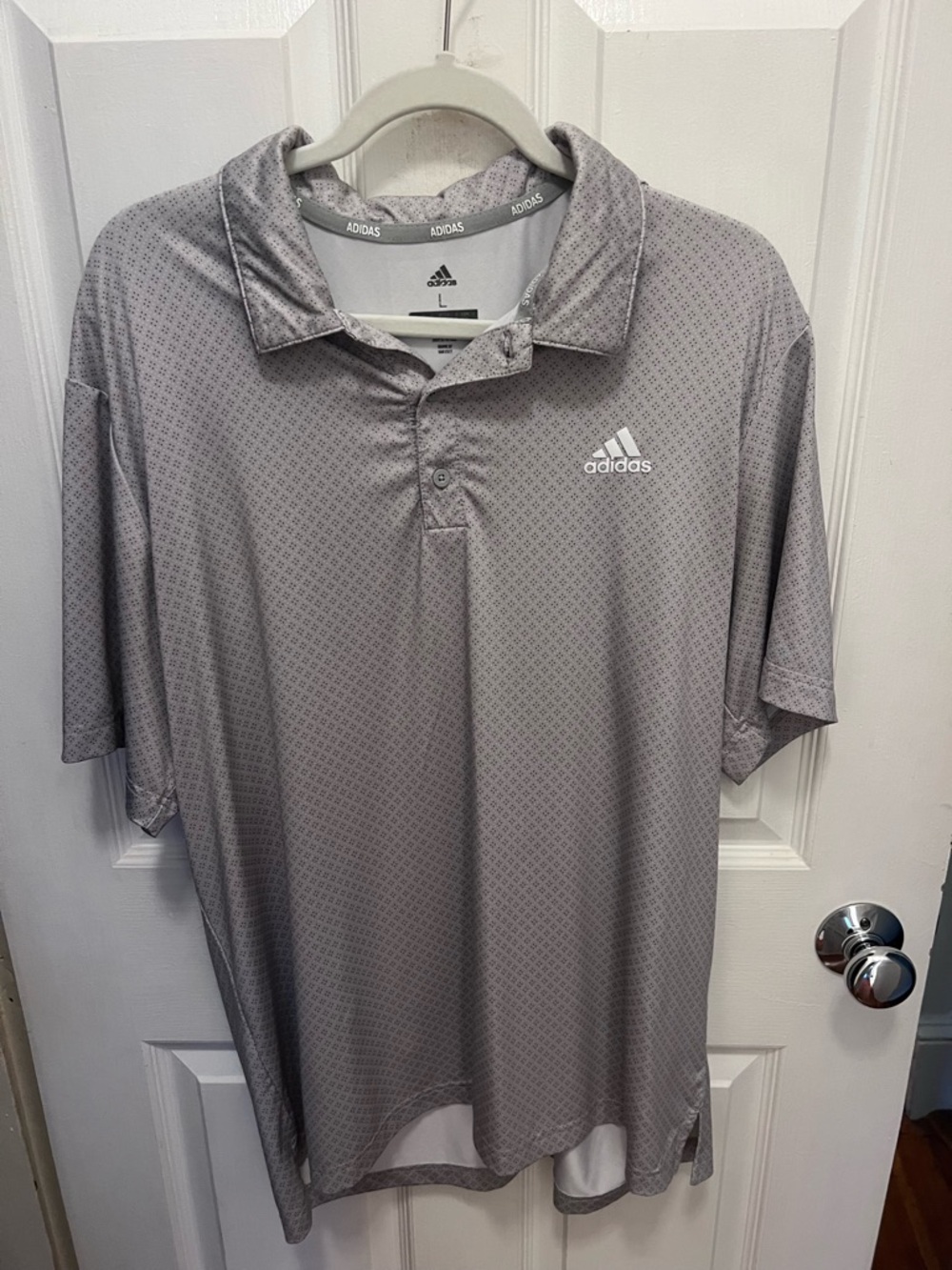 adidas Light Gray Performance Polo with Subtle Pattern